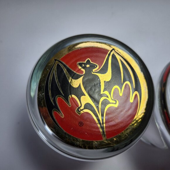 Bacardi Rum Glass Bacardi Bat logo Lot of 2 Weighted lo-ball Collectable10oz - Picture 9 of 10